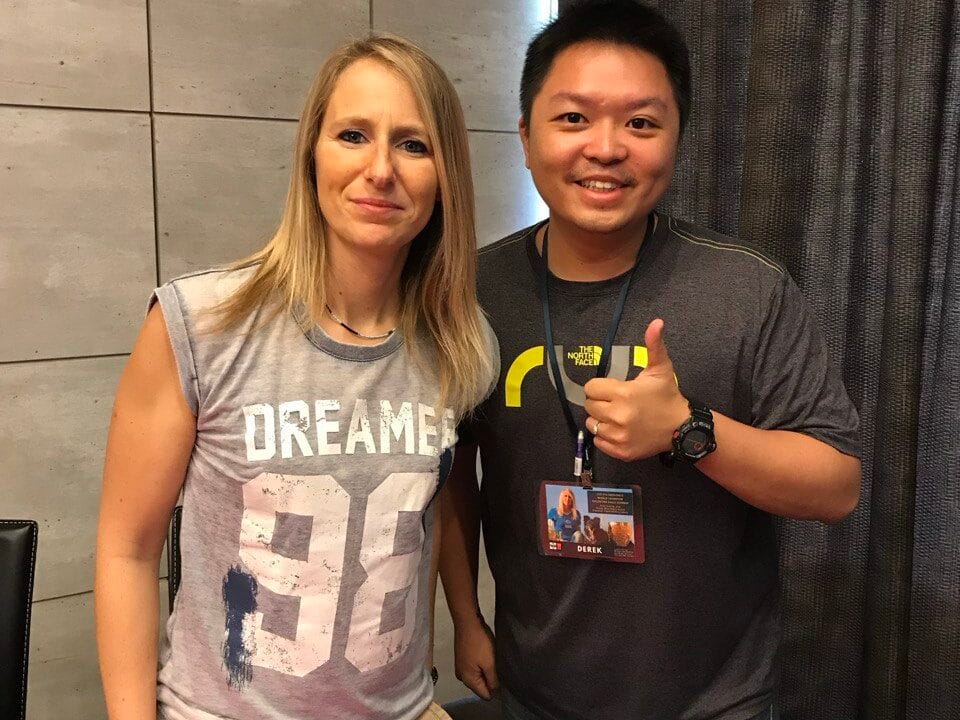 Derek Chiu with FCI World Championship Obedience winner Valentina Balli