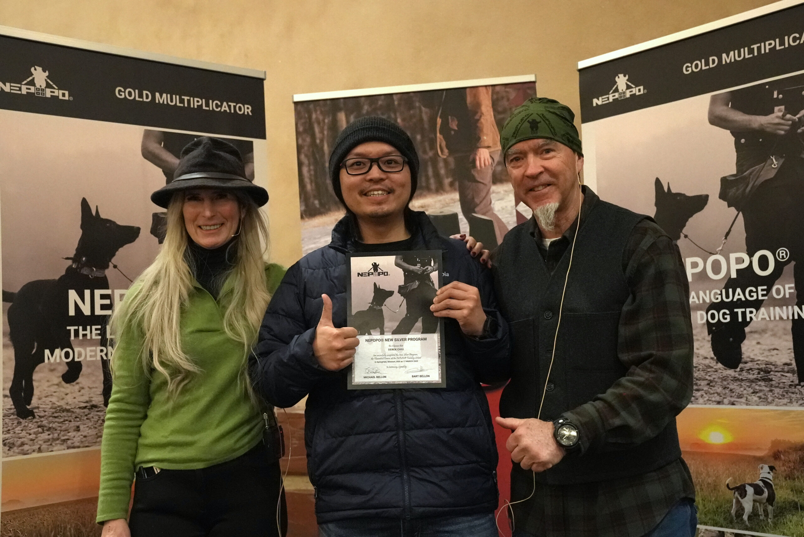 Derek Chiu with Michael and Bart Bellon — NePoPo Certified Dog Trainer in Lincoln Nebraska